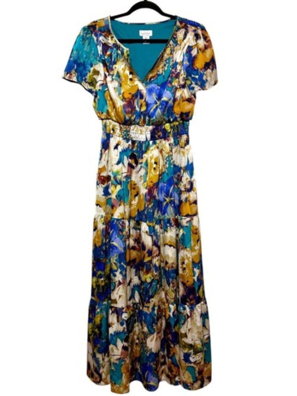 NWT Nicole Miller Multicolor Floral Maxi Dress size Large